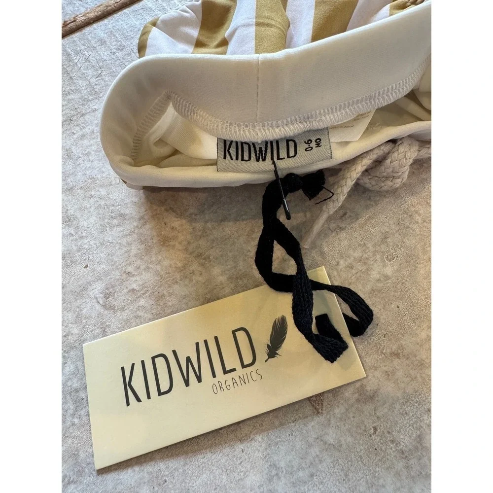 Kidwild Organics Baby Swim‎ Trunks Unisex 0-6M Mustard Stripe Organic Cotton NWT